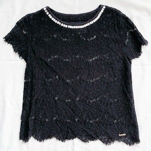 SUPERDRY Womens Laced Jewel Shell Cap Sleeve Top Size Medium